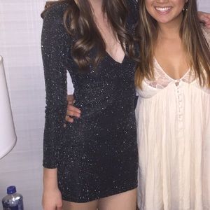 Urban Outfitters Black Shimmer Mini Dress